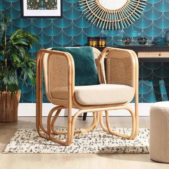 Desser Iconic Rattan Chair with Boucle Cushion 4