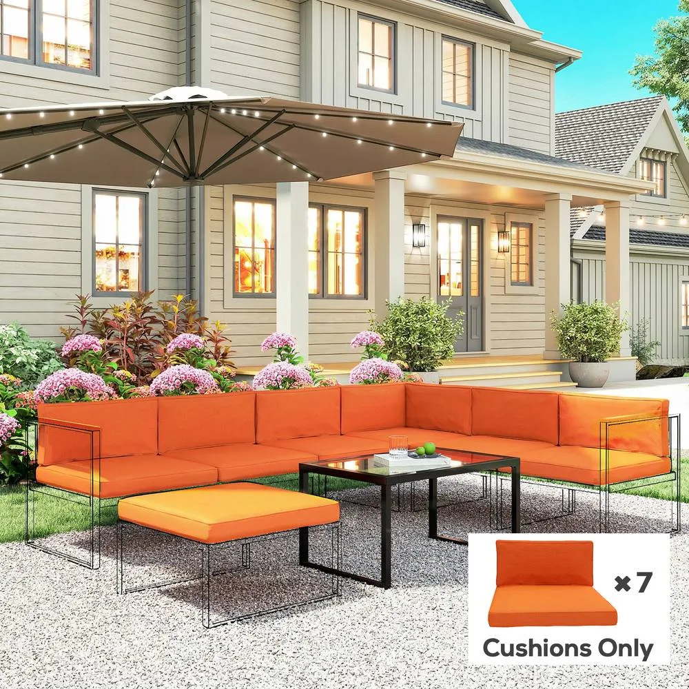 OUTSUNNY Replacement Cushions for Outdoor Furniture Garden Seat Cushion Pad in Orange