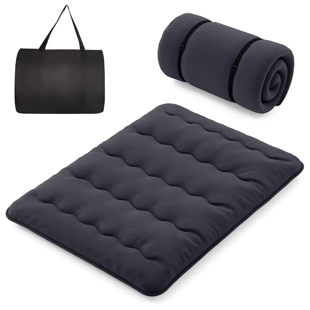 Costway King Size Japanese Floor Mattress Futon Mattress 200x150x10cm-Black in Black