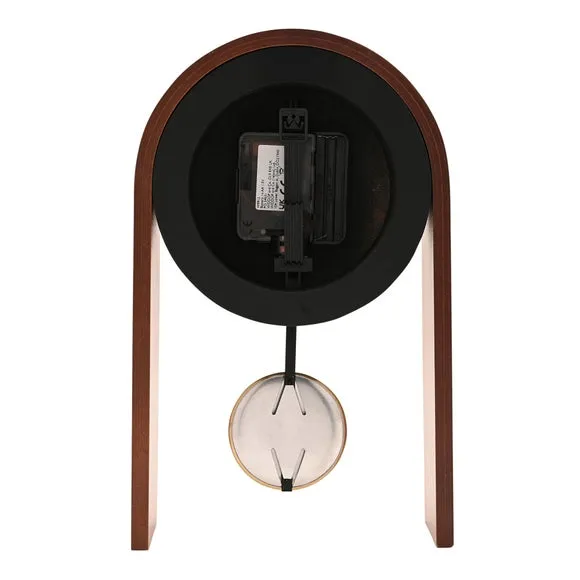 Interval Mid-Century Arched Pendulum Wooden Desk Clock 5