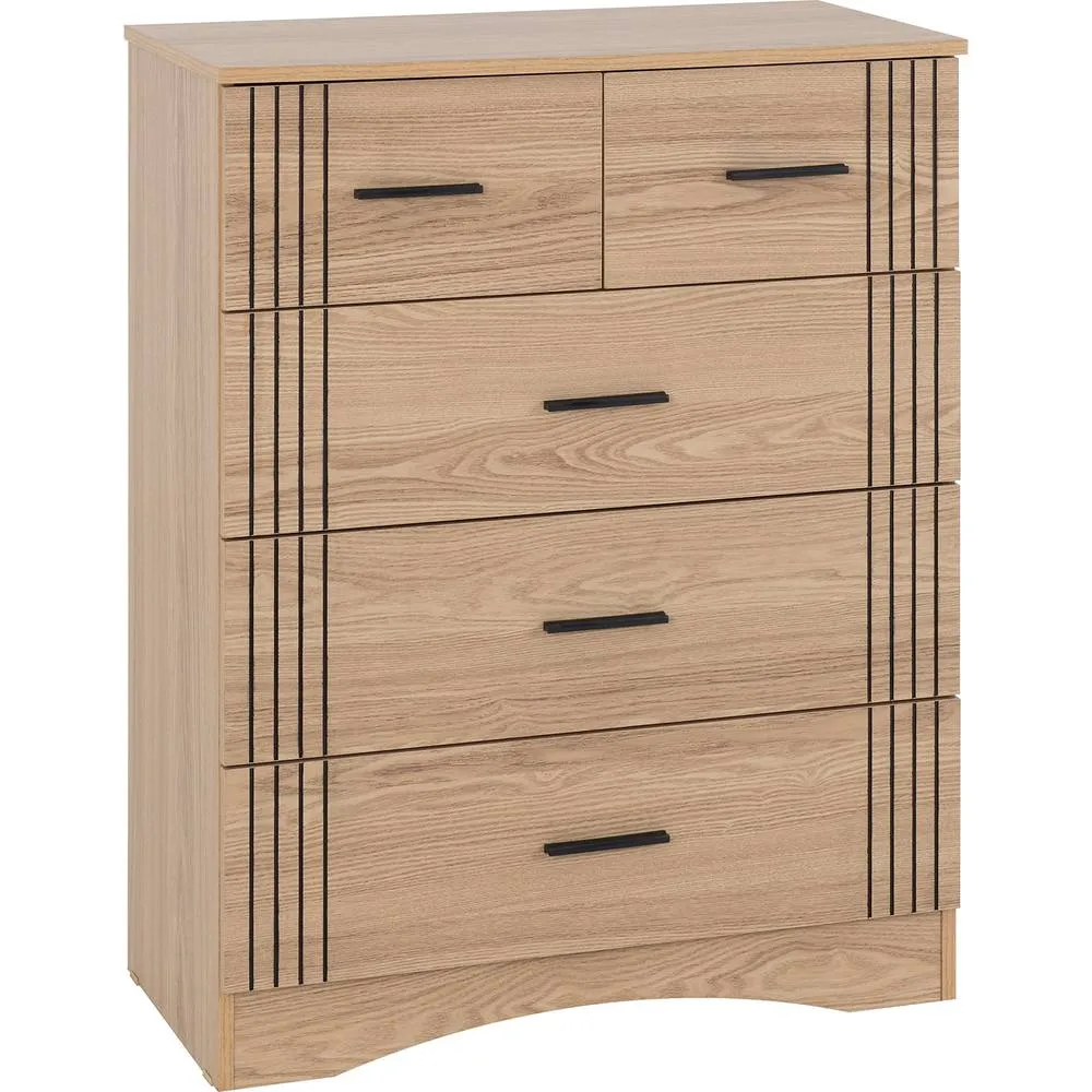 Seconique Tessa 3+2 Drawer Chest - Natural Oak Effect in Light Oak 2