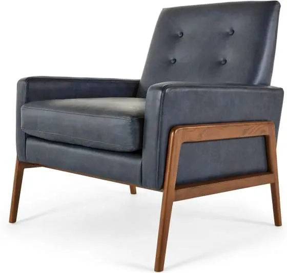 Cecil Armchair, Oxford Blue Premium Leather
