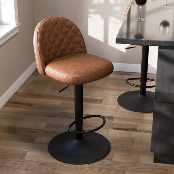 Astrid Height Adjustable Bar Stool, Faux Leather 5