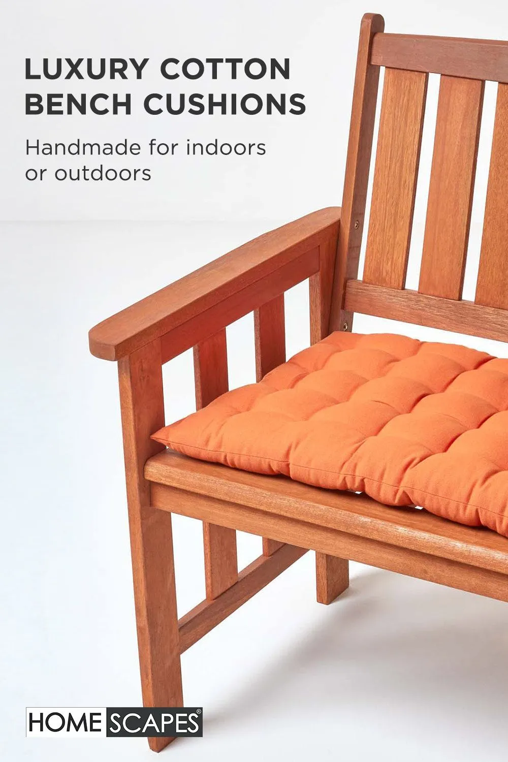 Homescapes Garden Bench Cushion Luxury 2 Seater Cotton Indoor Outdoor Pad, 108 x 42cm in Burnt Orange 2