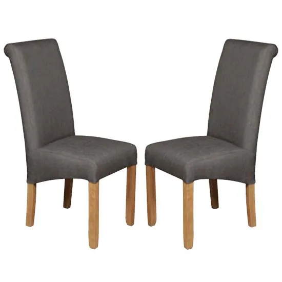 Sika Grey Fabric Dining Chair In Pair