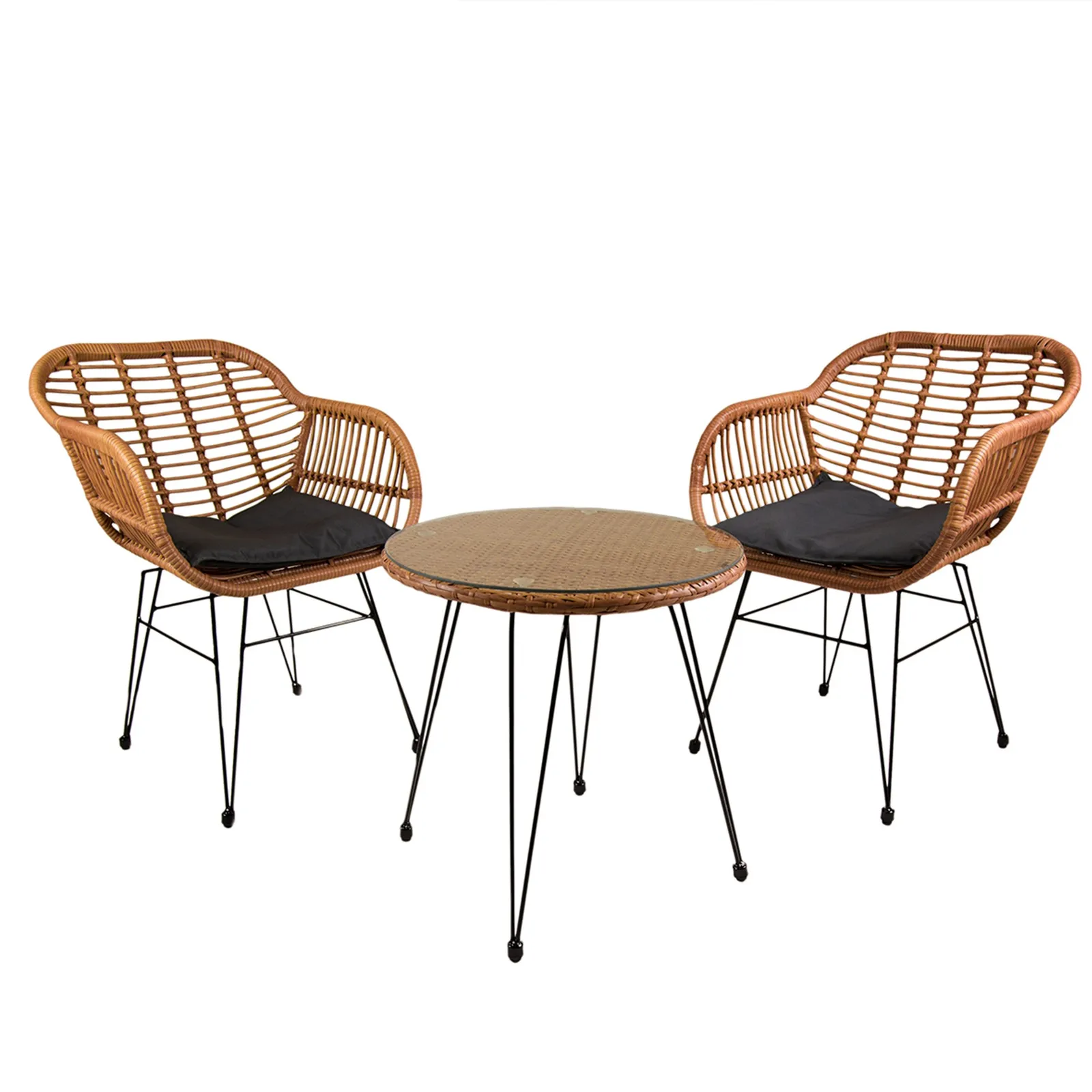 Wicker 2 Seater Bistro Set Natural