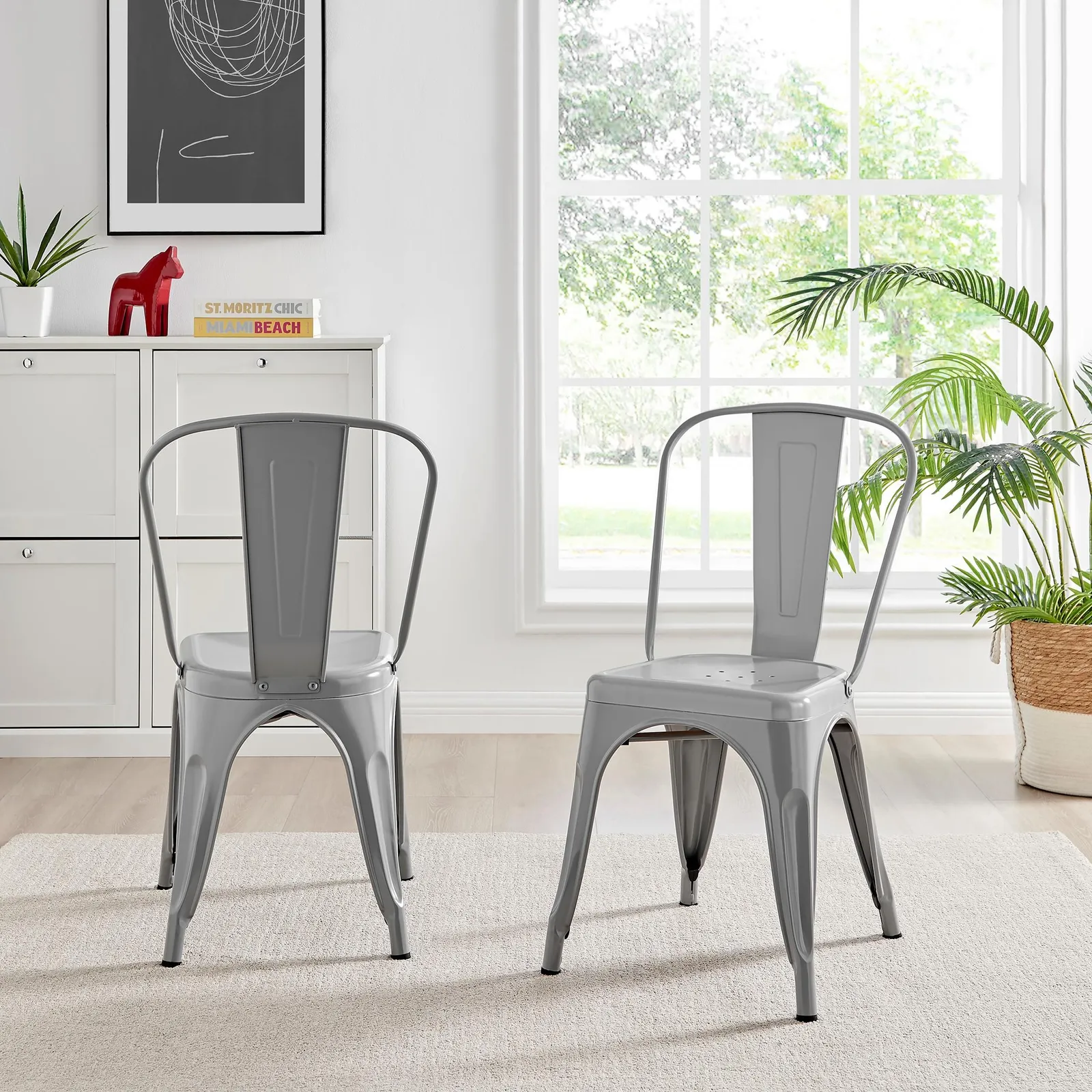 FurnitureboxUK Set of 2 Colton Industrial Steel Stackable Tolix Style Dining Chairs in Grey 3
