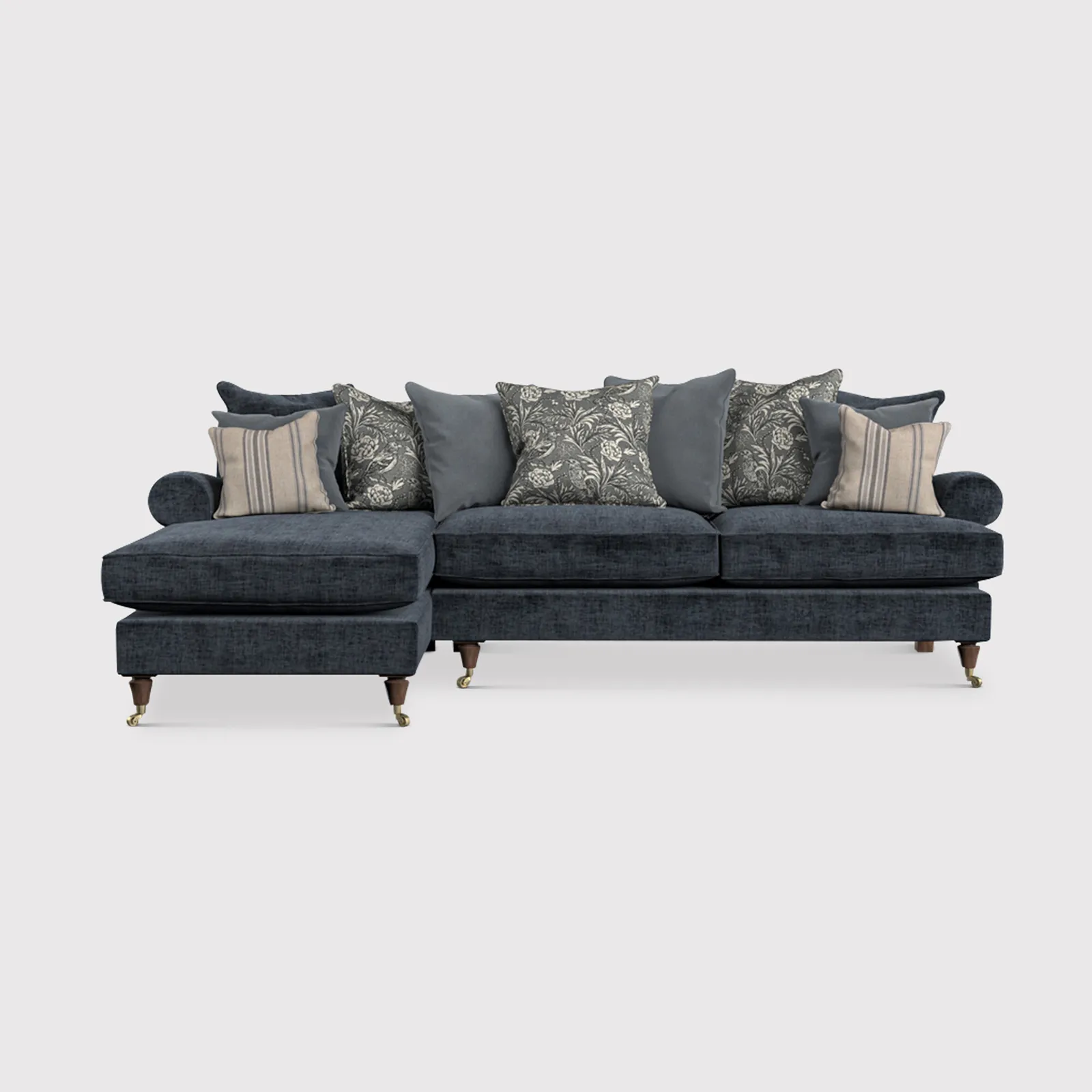 English Heritage Finch Large Lhf Chaise Pillow Back, Blue Fabric | Barker & Stonehouse