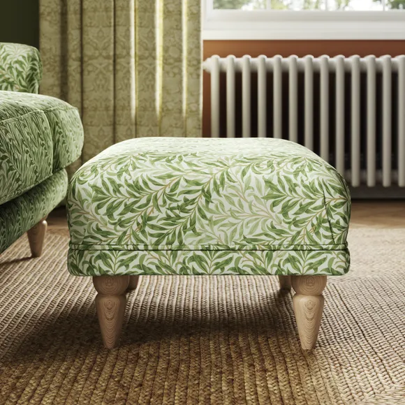 Jolene William Morris Willow Bough Print Velvet Footstool 2