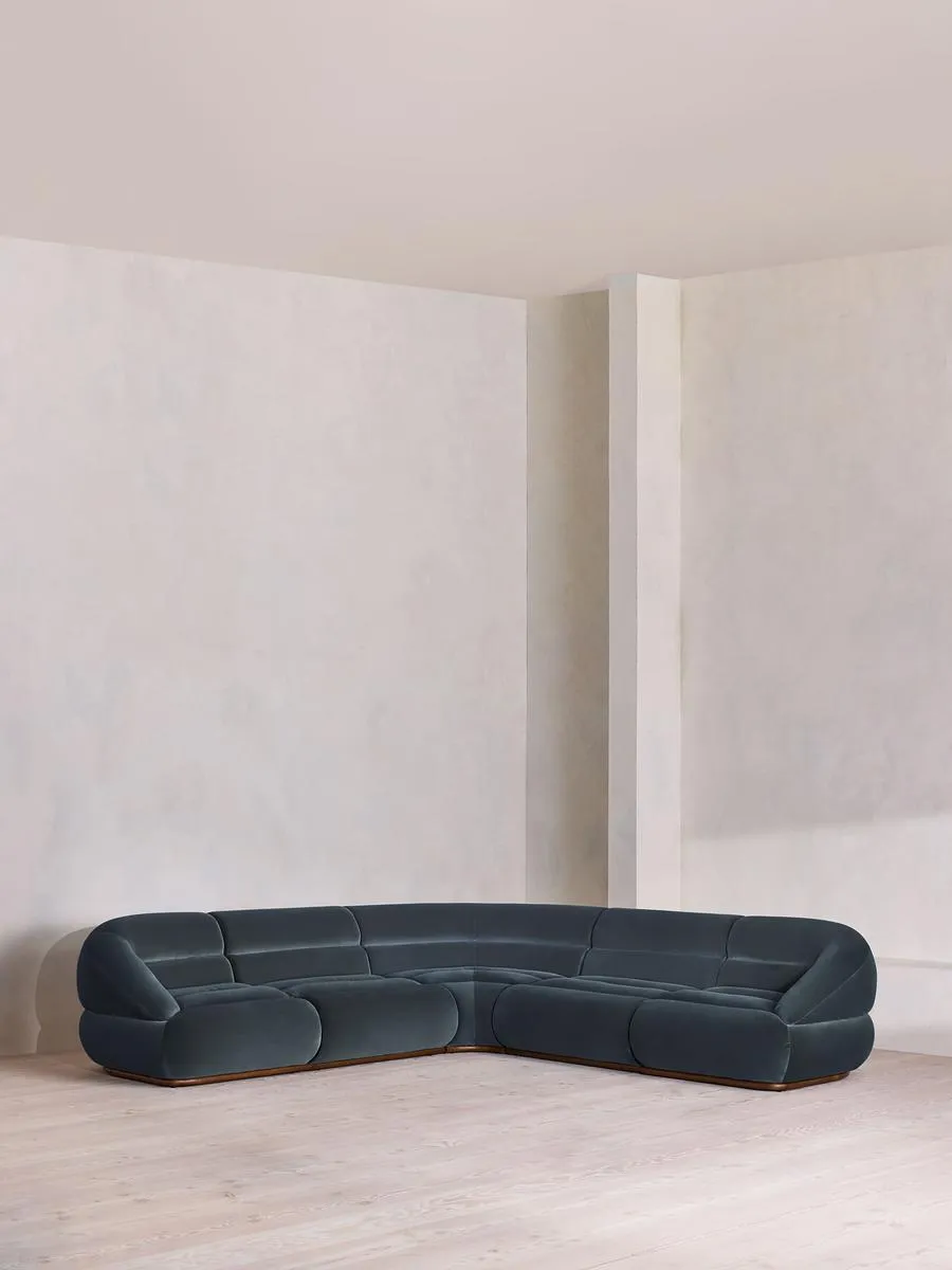 Edison Modular Sofa, Corner Sofa, Velvet, Grey Blue