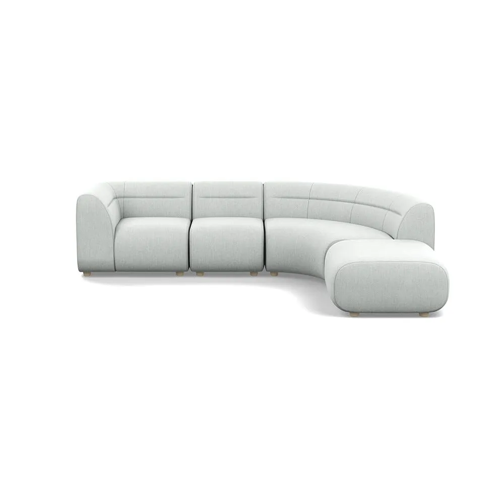 Heal's Lilli Right Hand Facing Curved Corner Sofa Broadweave Tin Natural Beech Feet 1