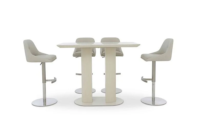 Avorio 130cm Table and 4 Swivel Bar Stools Set