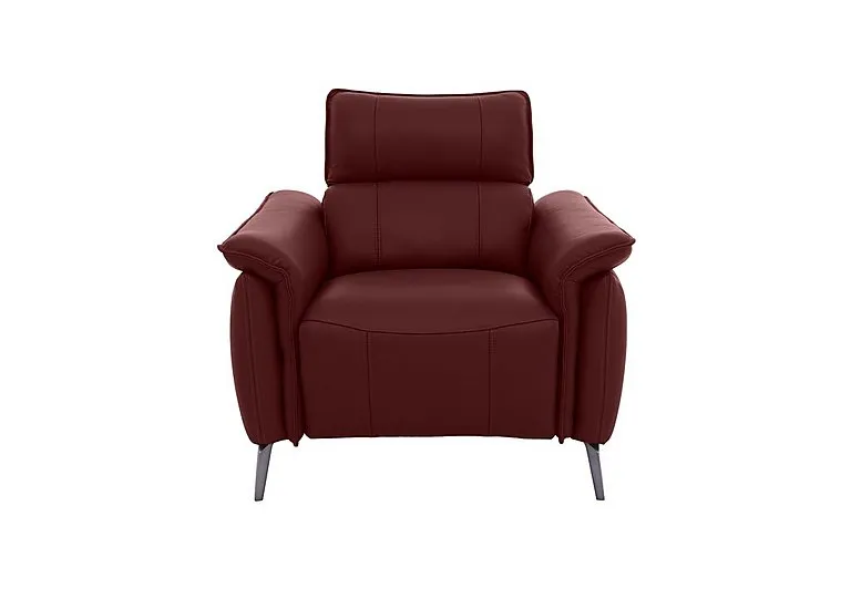 Jude Leather Power Recliner Chair with Power Headrest, Power Lumbar and Heated Seat - Montana Ruby