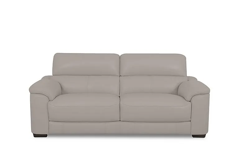 Nova Leather 3 Seater Sofa - Silver Grey