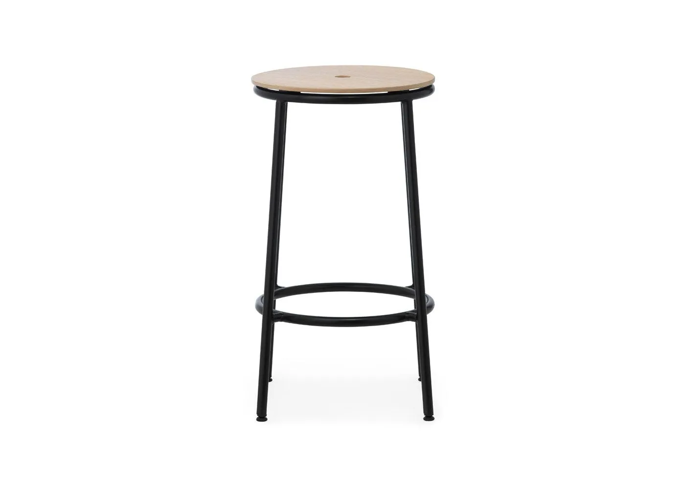 Normann Copenhagen Circa Barstool Oak Seat Black Steel Legs