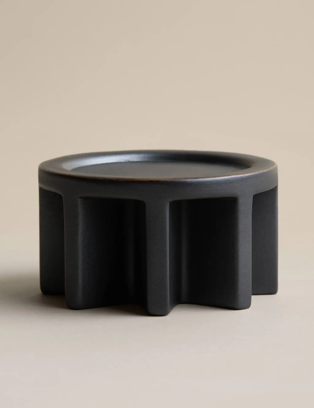 M&S X Kelly Hoppen Ridged Pillar Candle Holder Anthracite