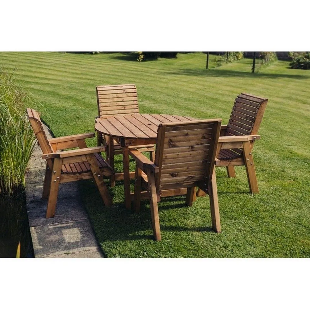 Churnet Valley Garden Furniture Ltd Valley Round 4XC Set - Min. Assembly Required - Set of Cushions Inc in Brown