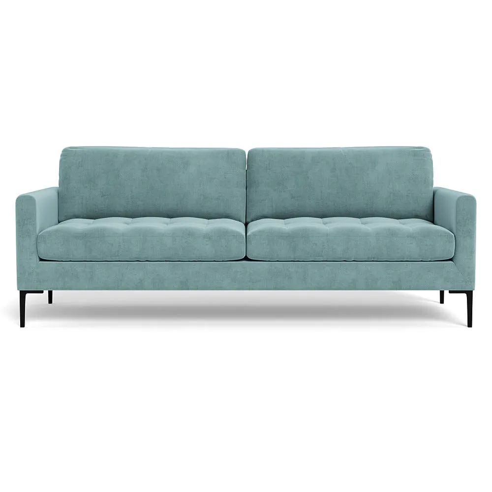 Heal's Eton 4 Seater Sofa Smart Luxe Velvet Mineral Blue Black Feet 1