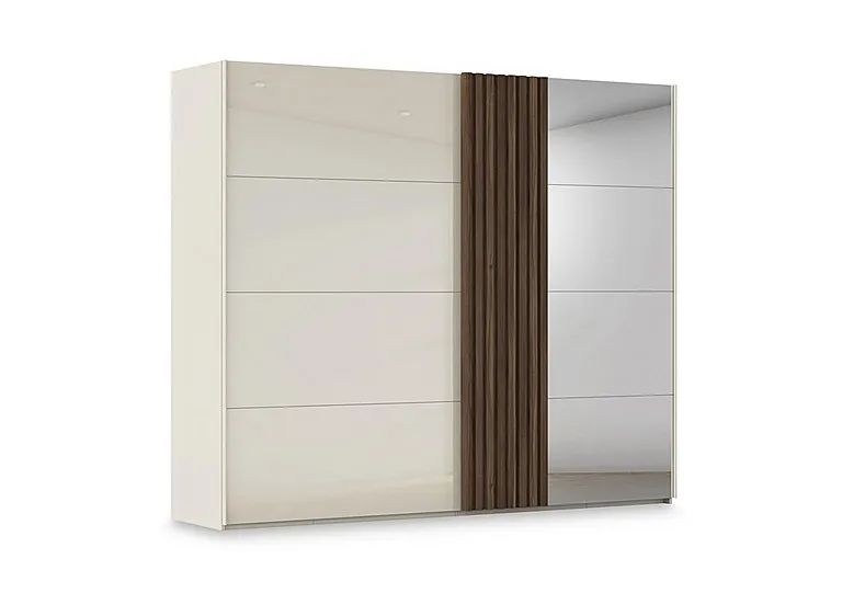 Estella 262cm 2 Door Glass Sliding Wardrobe with 1 Mirror Door - Bedroom Furniture - In Time for Christmas