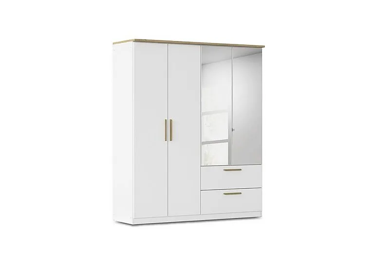 Flavia 181 cm 4 Door Decor Combi Hinged Wardrobe with 2 Mirror Doors