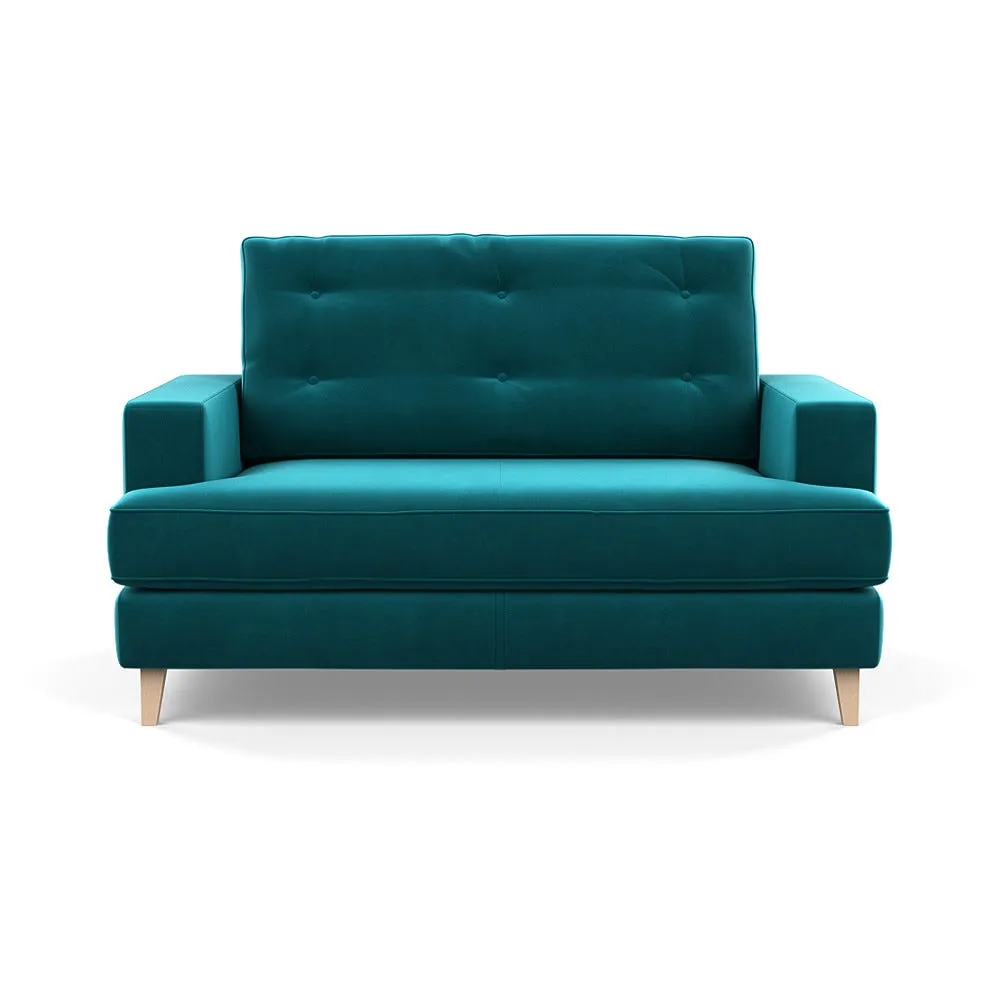 Heal's Mistral Loveseat Smart Velvet Petrol Natural Feet