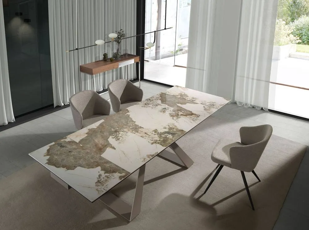 Angel Cerda Grey Fabric Dining Chair with Armrests 6