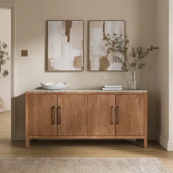 Tatum Large Sideboard, Marble and Mango Wood