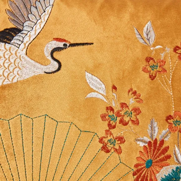 Embroidered Crane Cushion Cover 2