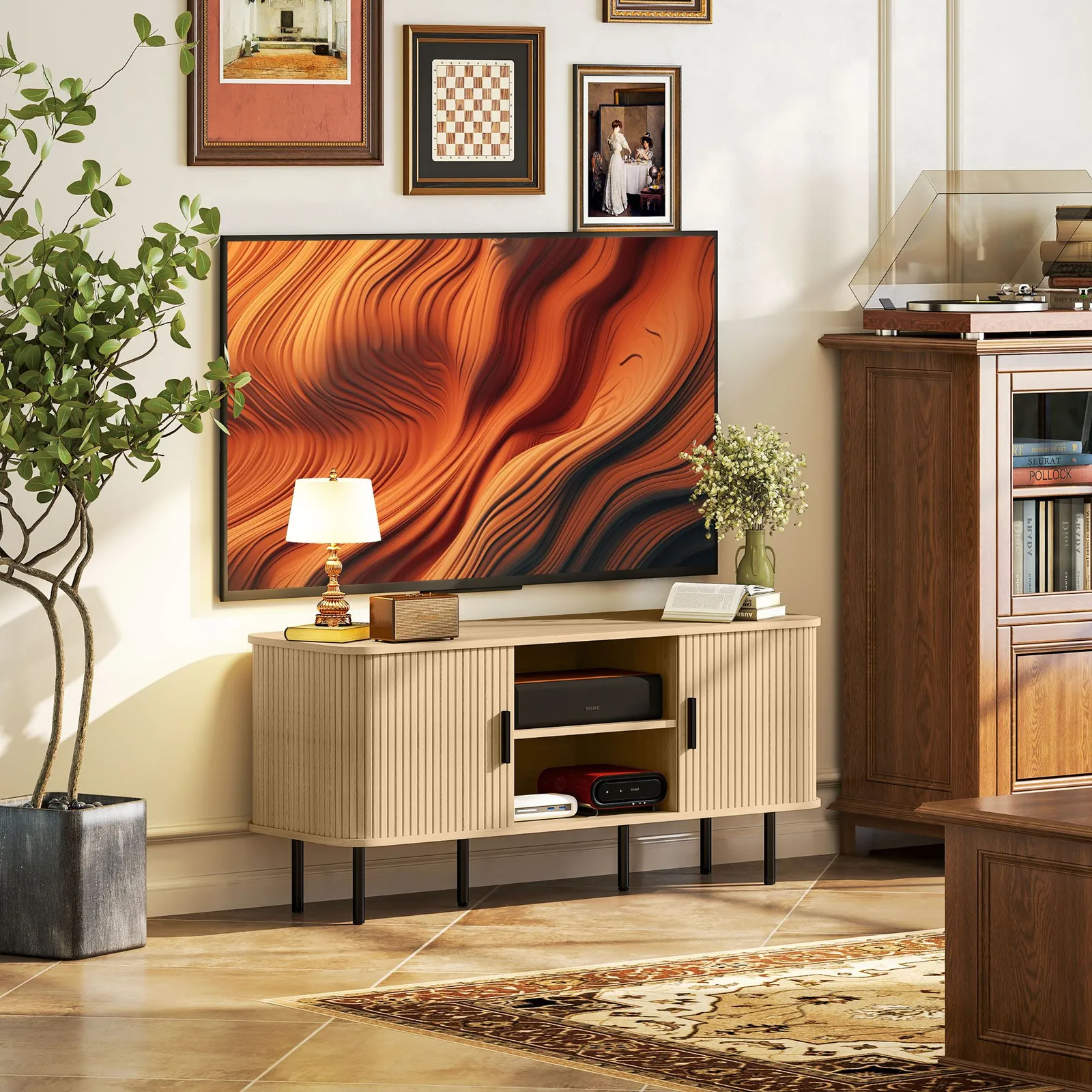 HOMCOM TV Unit for Living Room, TV Stand, Oak Tone in Brown