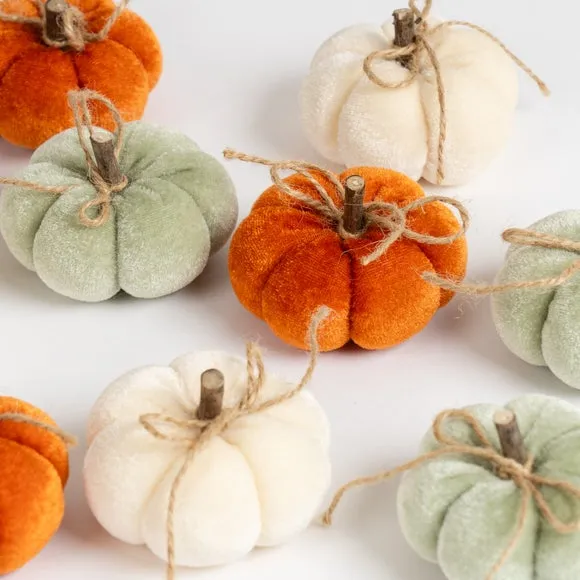 Set of 9 Velvet Pumpkins 2