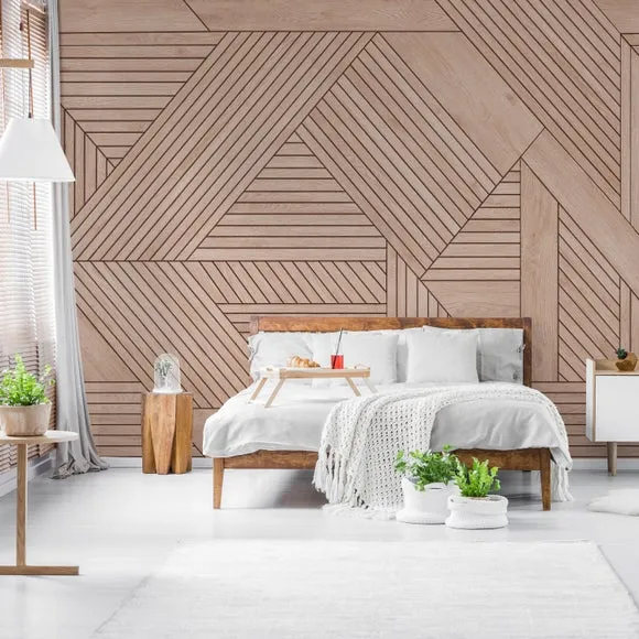 Geometric Wooden Panelling Wall Mural 2