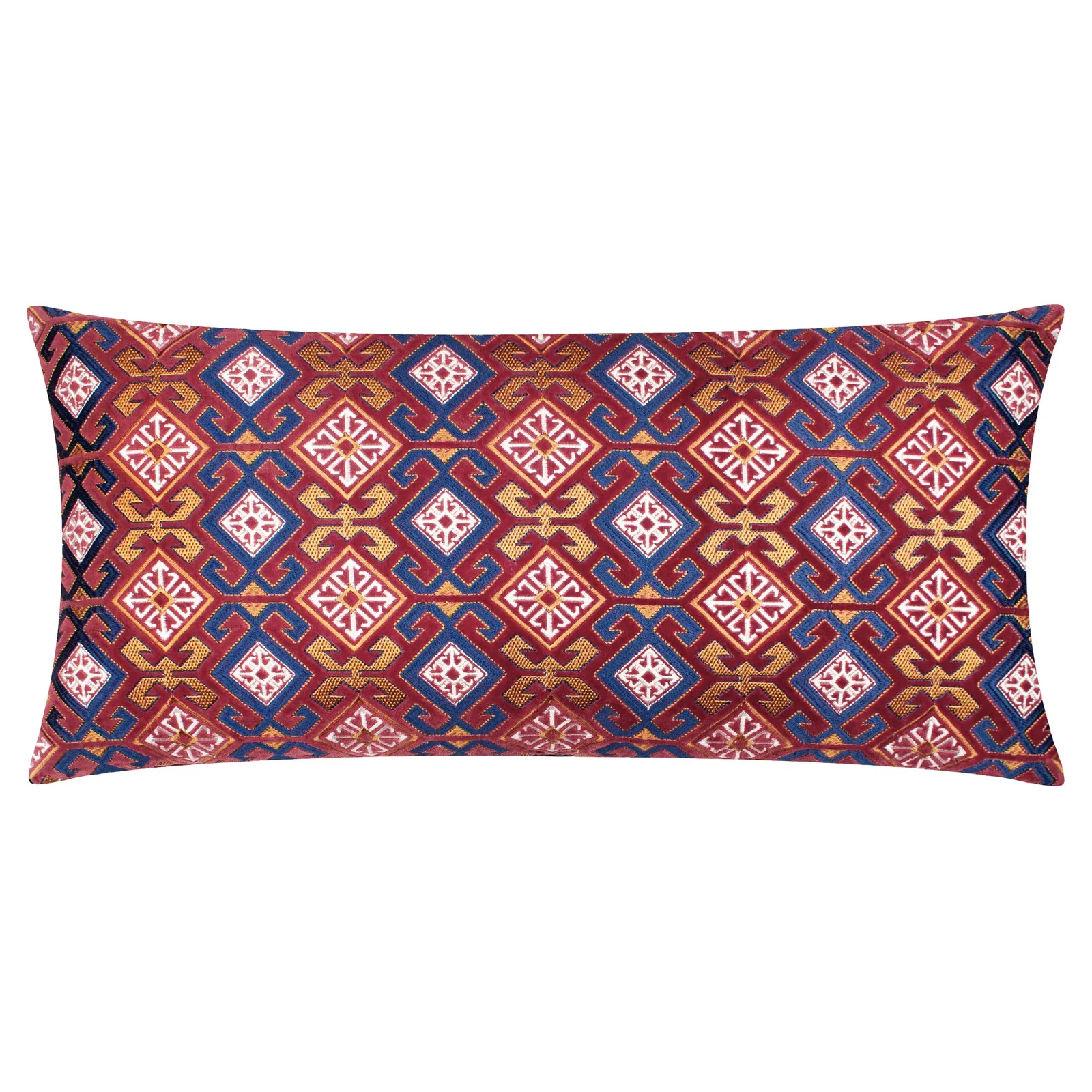 Paoletti Laurel Floral Embroidered Cushion in Red 2