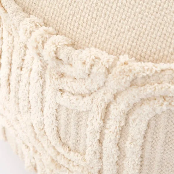 Curves Tufted Natural Pouffe 3