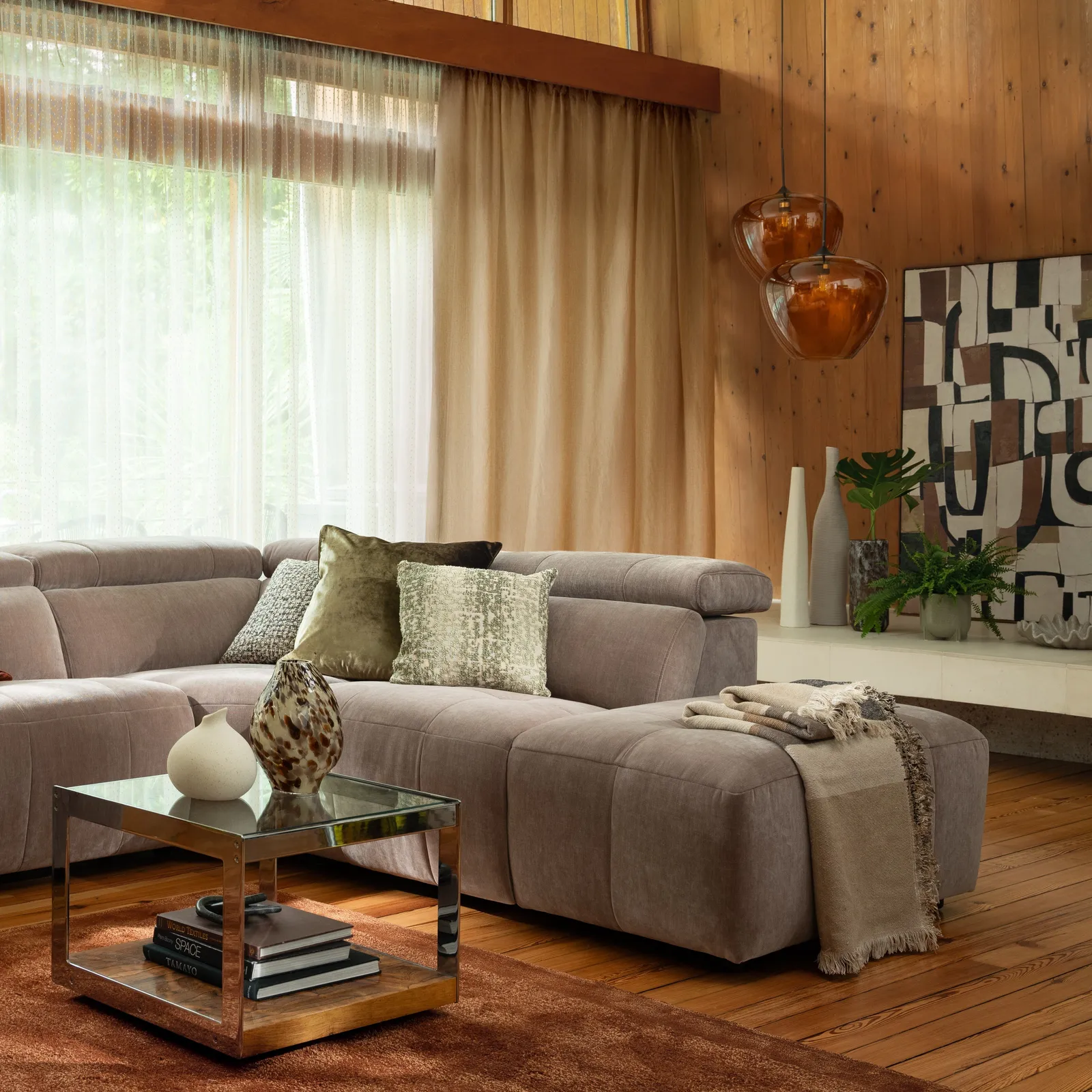 Amber Glass Pendant Light, Brown | Barker & Stonehouse 2