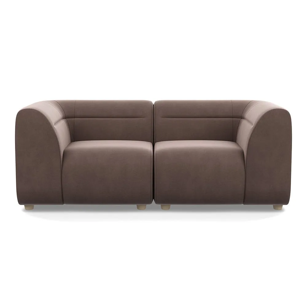 Heal's Lilli 2 Seater Sofa Smart Velvet Mouse Natural Beech Feet 1