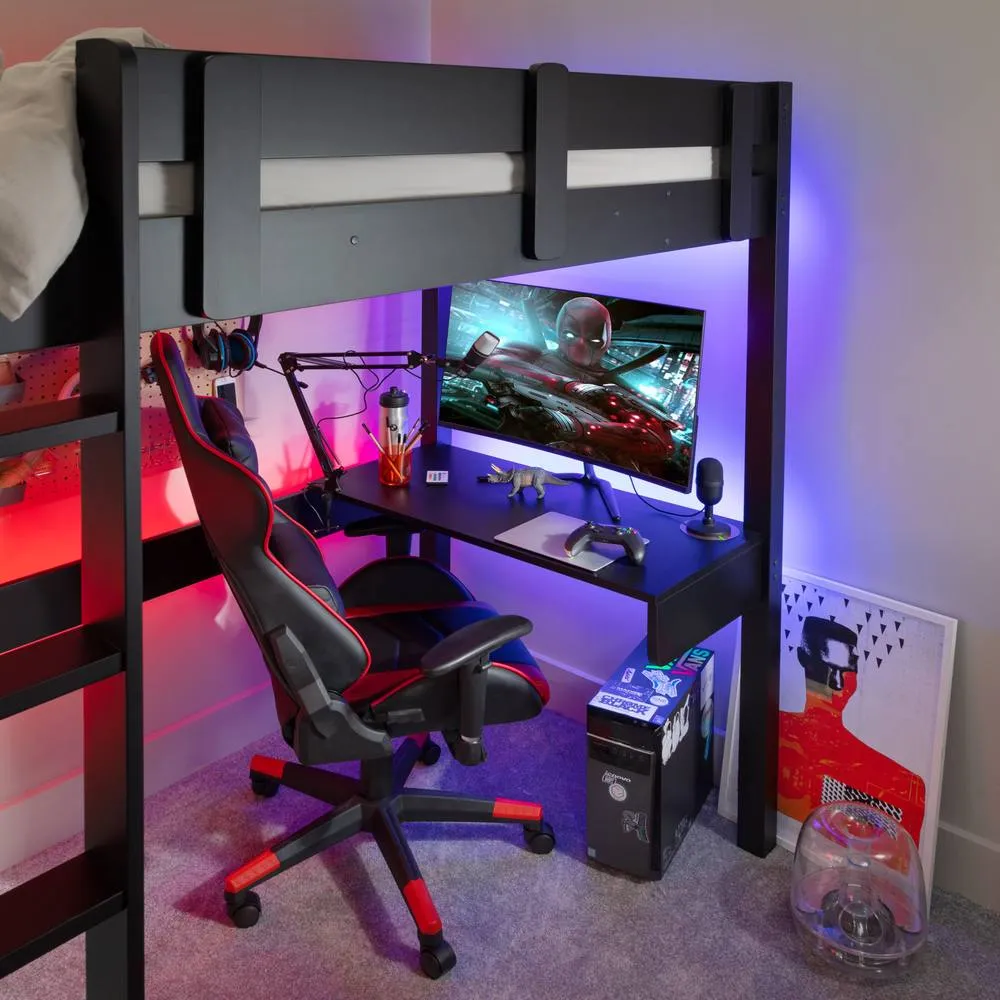 Nöa and Nani Storm Gaming Station High Sleeper Cabin Bed in Black 2