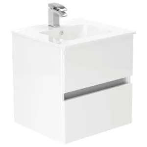 Newland White Basin Suspended Double Drawer Unit - 500mm