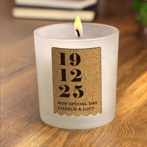 Personalised Anniversary Cork Label Candle 4