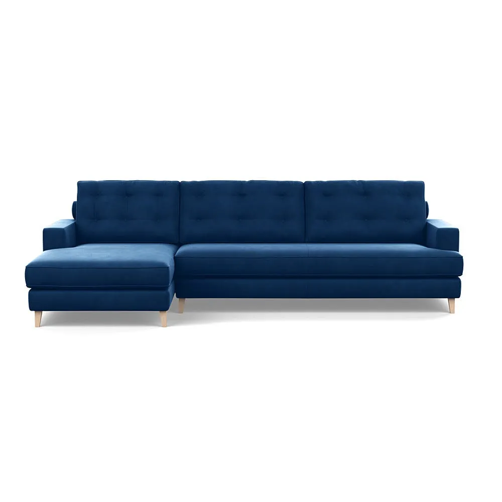 Heal's Mistral Left Hand Corner Sofa Velvet Petrol Natural Feet 1