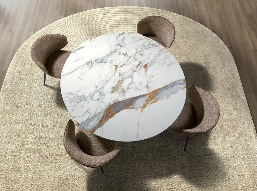 Angel Cerda Brown Marbled Fabric Dining Chair with Anthracite Metal Legs 6