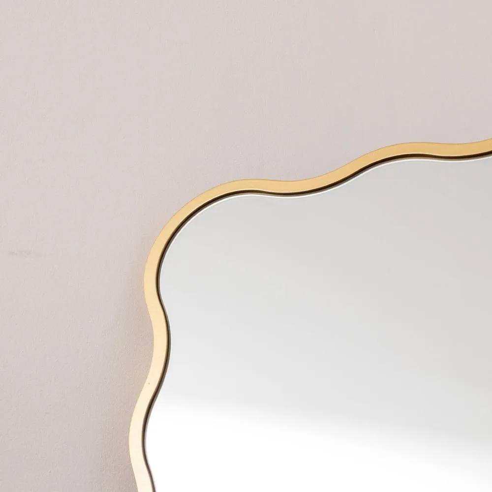 Melody Maison Gold Full Length Wavy Mirror - 70cm X 165cm 2