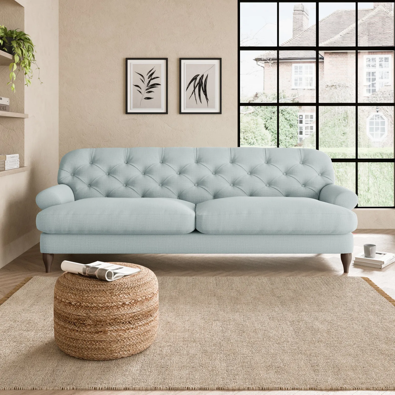 Canterbury Slub Cotton Blend 4 Seater Sofa Slub Cotton Light Mineral
