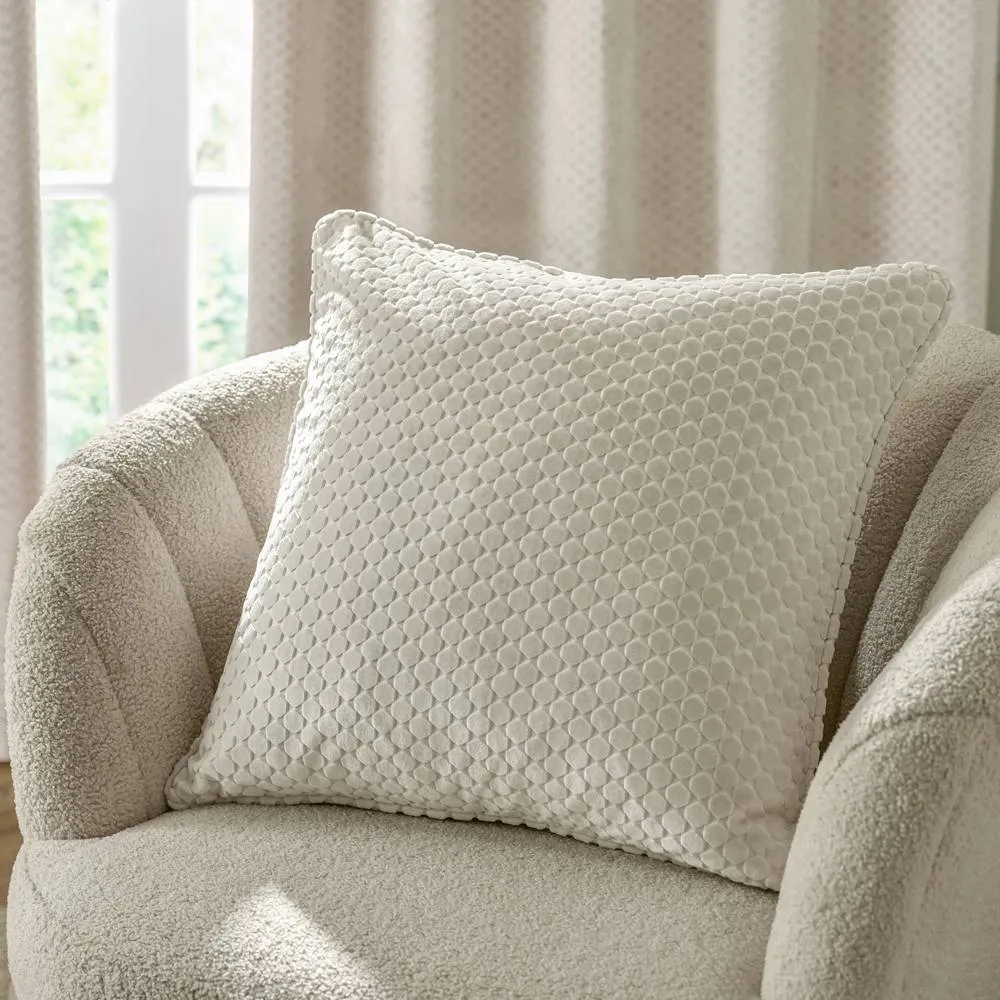 Paoletti Neptune Velvet Cushion in Ivory 1