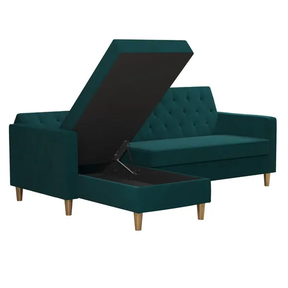 Cosmo Living Liberty Velvet Corner Chaise Double Sofa Bed 6