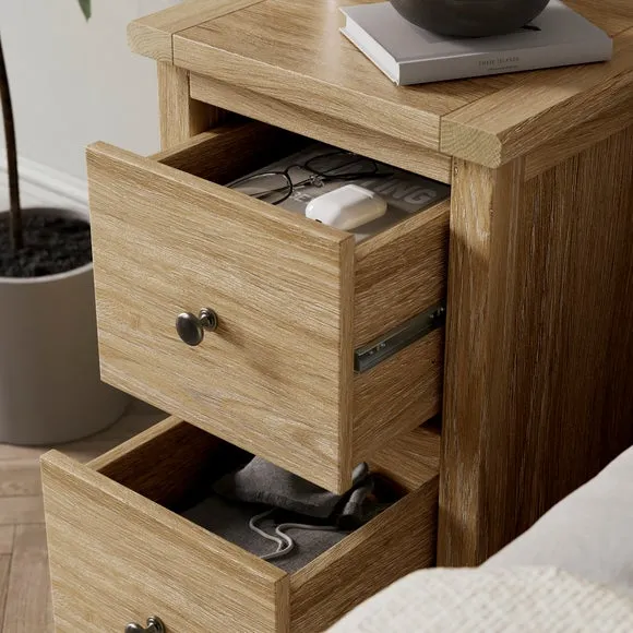 Olney Slim 2 Drawer Bedside Table 3
