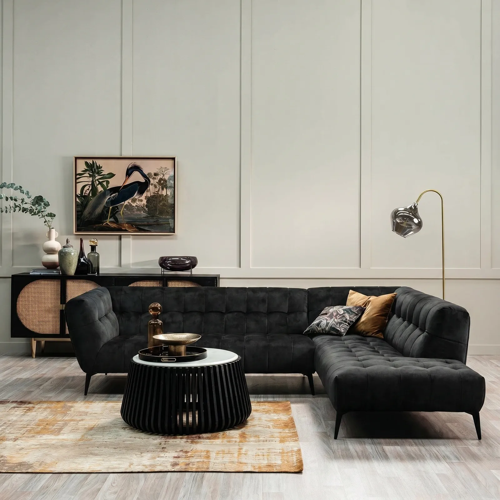 Azalea Corner Group Chaise Right Sofa, Black | Barker & Stonehouse 2
