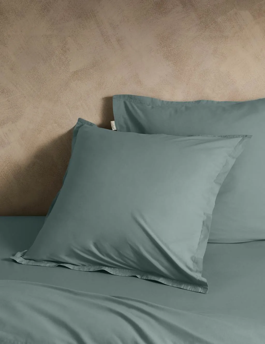 M&S X Fired Earth 2 Pack Washed Cotton Square Pillowcases Storm