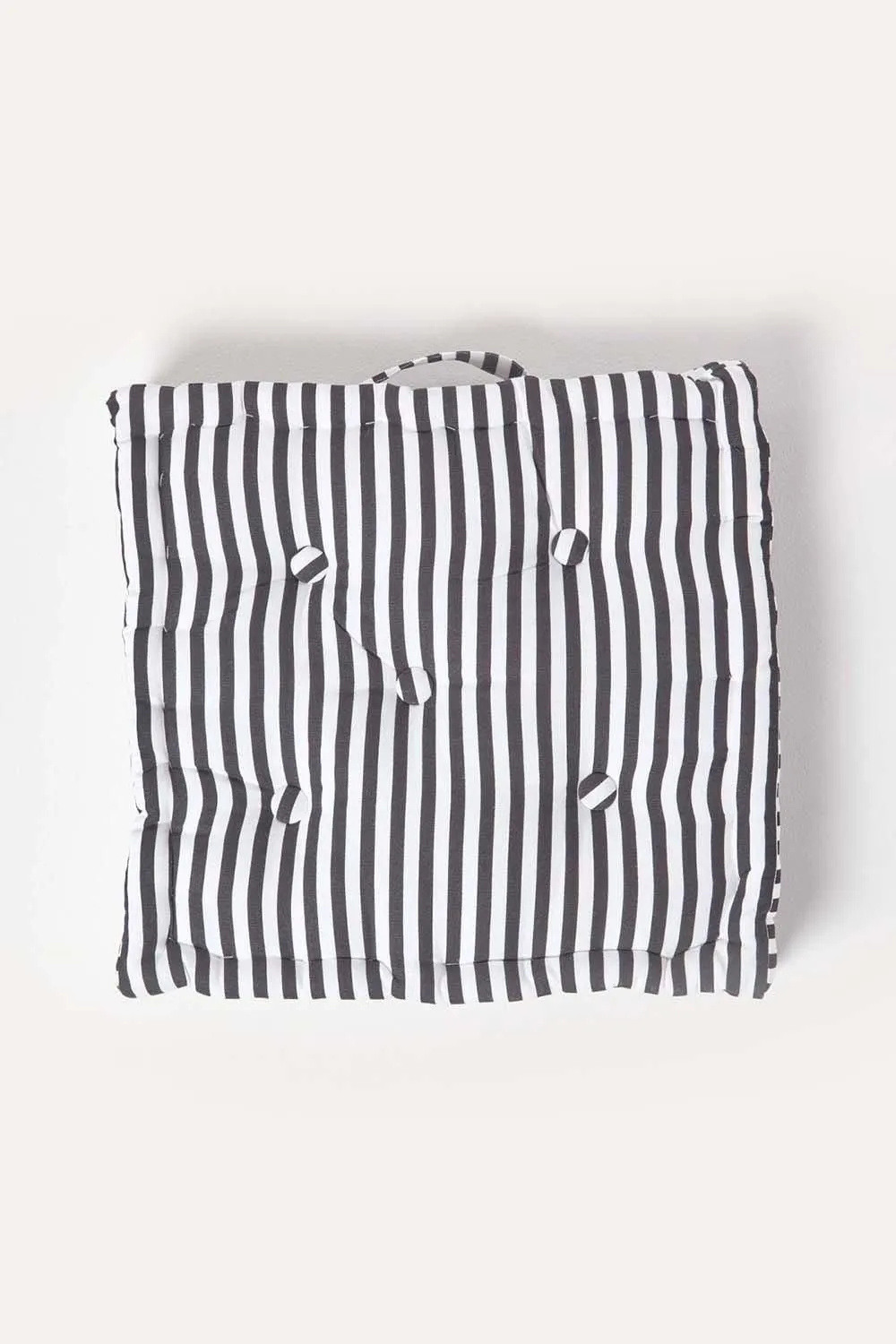 Homescapes Cotton Thin Stripe Floor Cushion in Black 3