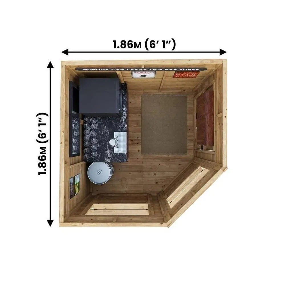Dunster House Corner Hangover Garden Bar Shed 2.4m x 2.4m Pressure Treated in Brown 3