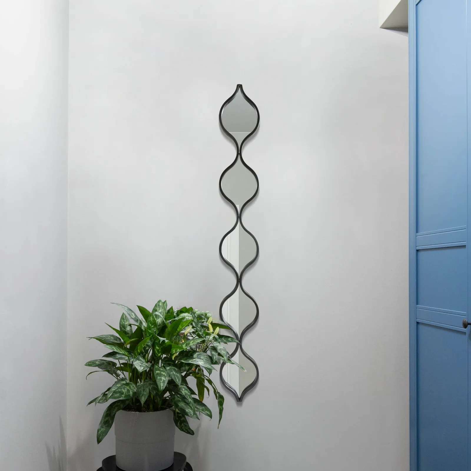 MirrorOutlet Black Metal Framed Tear Drop Wall Mirror 49" X 6" (124CM X 15CM) 2